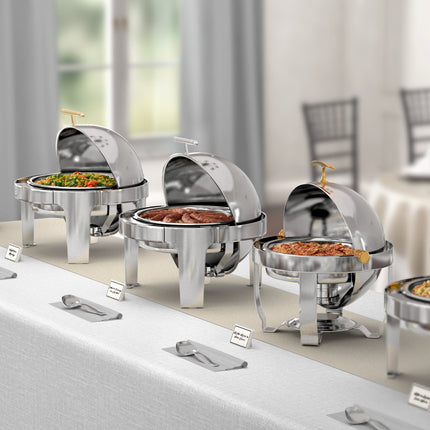 Nồi hâm buffet nắp lật tròn Acopa Supreme điểm nhấn vàng 6,1 lít