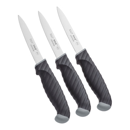 Bộ dao gọt lưỡi trơn Schraf 10,2 cm cán TPRgrip - Gói 3 cái