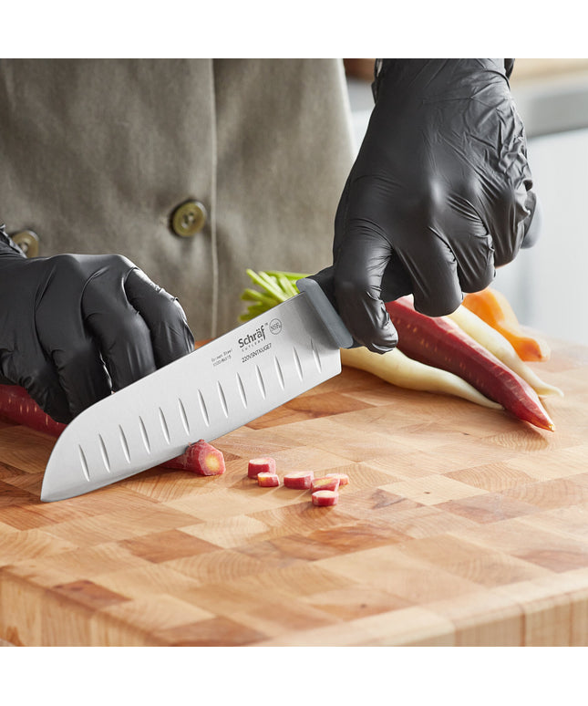 Dao Santoku lưỡi rãnh Granton tay cầm TPRgrip Schraf 18 cm