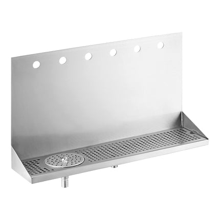 Khay hứng nước gắn tường 6 vòi kèm vòi rửa ly thép không gỉ Regency 61 x 15,2 x 35,6 cm