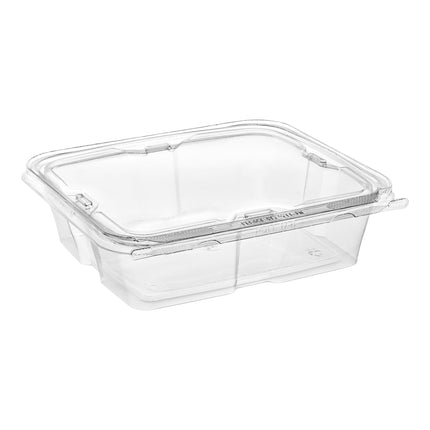 Hộp đựng thực phẩm nhựa Inline Plastics Safe-T-Fresh 1,4 lít chống giả mạo có bản lề kèm nắp phẳng - Thùng 150 cái