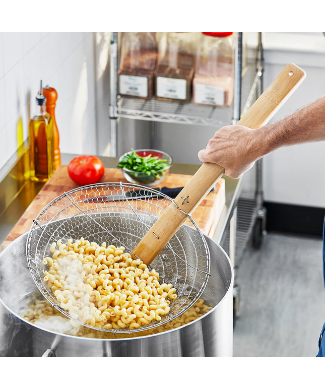 Vợt hớt lưới thô thép không gỉ Emperor's Select 36 cm với cán tre