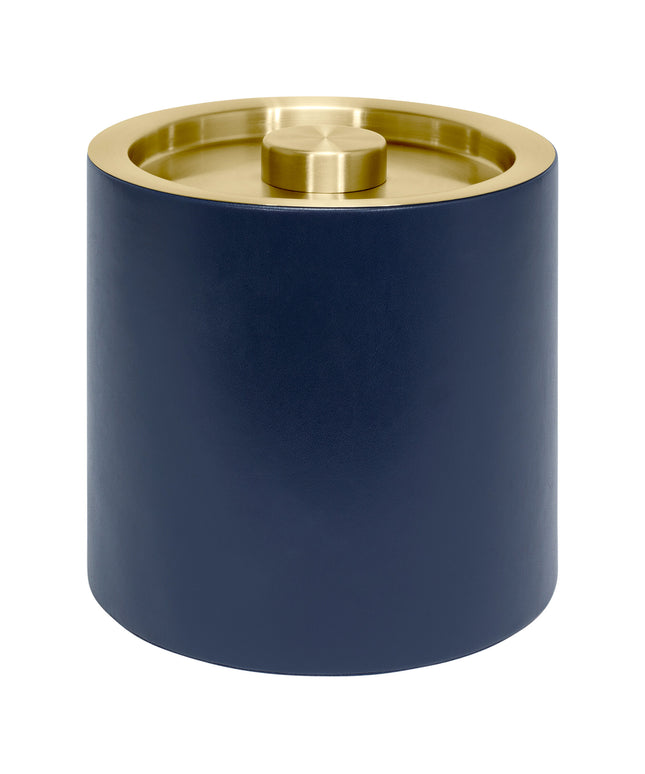 Xô đựng đá bọc da PU room360 London 3,3 lít màu xanh navy kèm nắp đồng thau mờ - Thùng 4 cái
