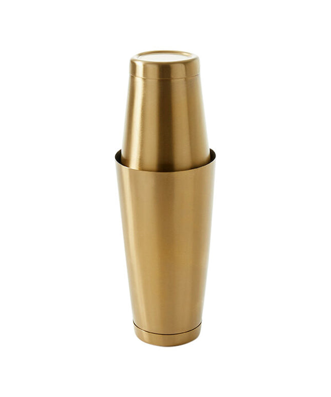 Bộ bình lắc Boston có tạ 2 mảnh mạ vàng satin American Metalcraft 532 ml & 828 ml GBSSET