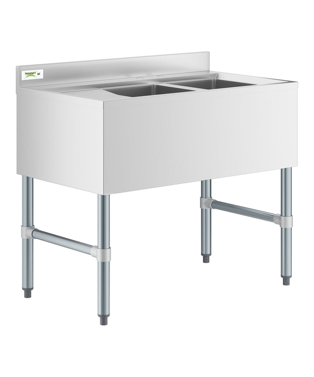 Bồn rửa quầy bar inox Regency 91 x 53 cm hai khoang kèm bàn ráo trái 30 cm