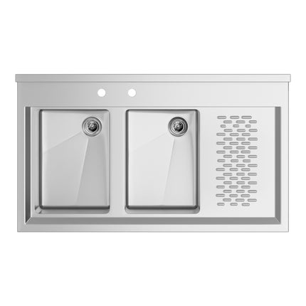 Bồn rửa dưới quầy 2 ngăn Regency 91 x 53 cm, mặt để ráo phải 30 cm