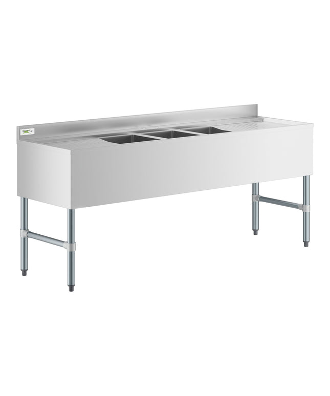 Bồn rửa dưới quầy bar Regency 183 x 53 cm ba khoang kèm hai khay thoát nước 48 cm