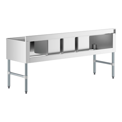 Bồn rửa dưới quầy bar Regency 183 x 53 cm ba khoang kèm hai khay thoát nước 48 cm