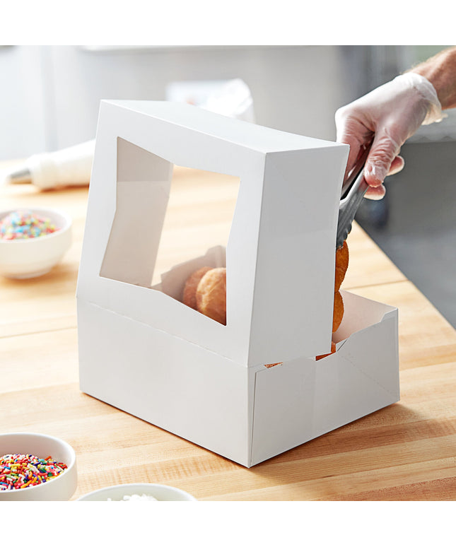 Hộp bánh / donut giấy trắng có cửa sổ tự bung Baker's Lane 26 x 20 x 10 cm - Thùng 200 cái
