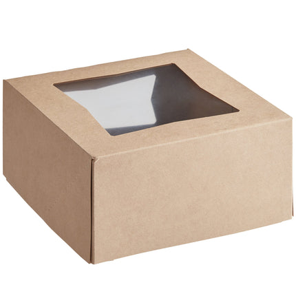 Hộp đựng bánh giấy kraft Baker's Lane 20 x 20 x 10 cm có cửa sổ bật tự động - Thùng 150 cái