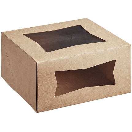 Hộp đựng bánh giấy kraft Baker's Lane 20 x 20 x 10 cm có cửa sổ bật tự động - Thùng 150 cái