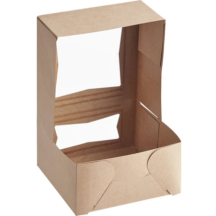 Hộp đựng bánh giấy kraft Baker's Lane 20 x 20 x 10 cm có cửa sổ bật tự động - Thùng 150 cái