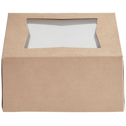 Hộp đựng bánh giấy kraft Baker's Lane 20 x 20 x 10 cm có cửa sổ bật tự động - Thùng 150 cái