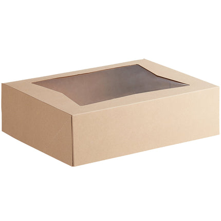 Hộp bánh cửa sổ tự bung 1/4 khay Baker's Lane 36 x 25 x 10 cm màu kraft tùy chỉnh - Thùng 100 cái