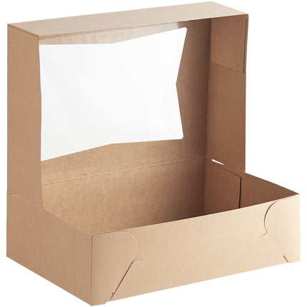 Hộp bánh cửa sổ tự bung 1/4 khay Baker's Lane 36 x 25 x 10 cm màu kraft tùy chỉnh - Thùng 100 cái