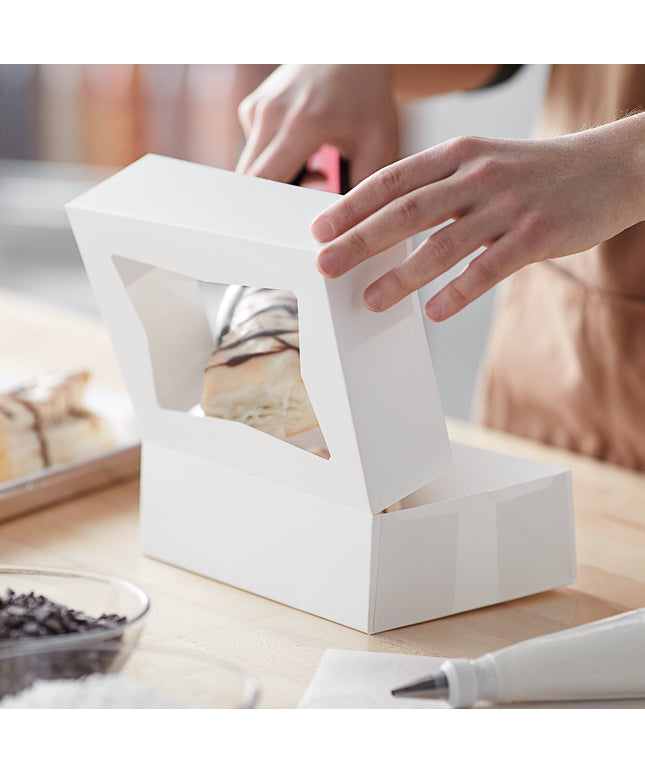 Hộp giấy đựng bánh có cửa sổ màu trắng Baker's Lane 20 x 15 x 6 cm - Thùng 200 cái