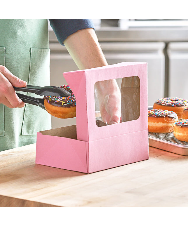 Hộp bánh cookie / bánh ngọt bật nắp cửa sổ Baker's Lane hồng 20,3 x 14,6 x 6,4 cm - Gói 10 cái
