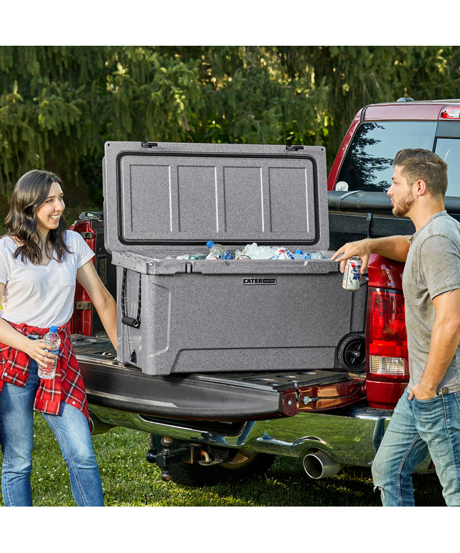 Thùng đá giữ lạnh ngoài trời rotomold di động màu xám CaterGator CG100SPGW 104 lít