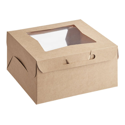 Hộp đựng bánh giấy kraft Baker's Lane 25 x 25 x 13 cm có cửa sổ - Gói 10 cái