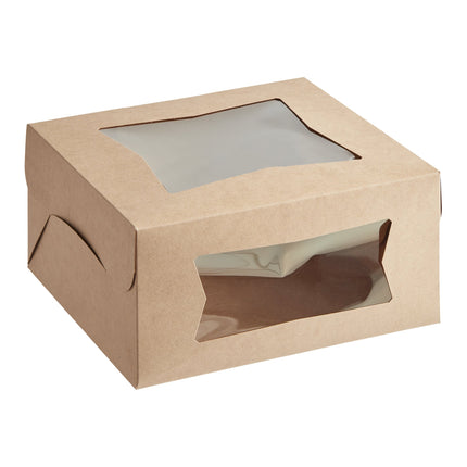 Hộp đựng bánh giấy kraft Baker's Lane 25 x 25 x 13 cm có cửa sổ - Gói 10 cái