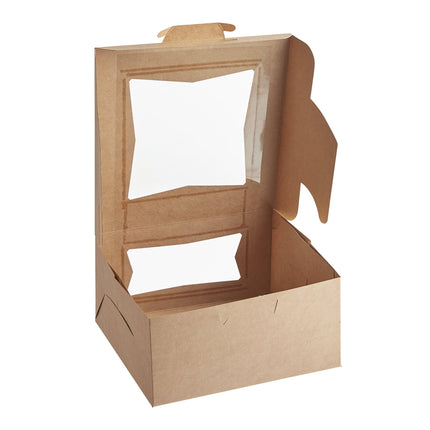 Hộp đựng bánh giấy kraft Baker's Lane 25 x 25 x 13 cm có cửa sổ - Gói 10 cái