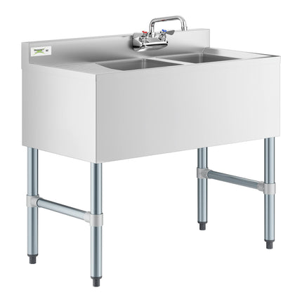 Bồn rửa dưới quầy Regency 91 x 47,6 cm 2 khoang kèm vòi và mặt ráo bên trái