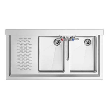 Bồn rửa dưới quầy Regency 91 x 47,6 cm 2 khoang kèm vòi và mặt ráo bên trái