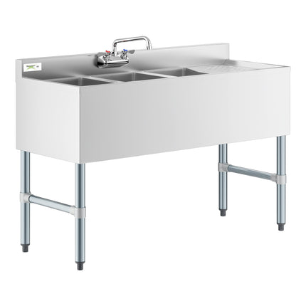 Bồn rửa quầy bar 3 chậu Regency 121,9 x 47,6 cm có vòi và mặt ráo phải