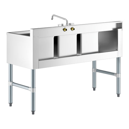 Bồn rửa dưới quầy bar ba ngăn Regency 122 x 48 cm kèm vòi và mặt ráo bên trái