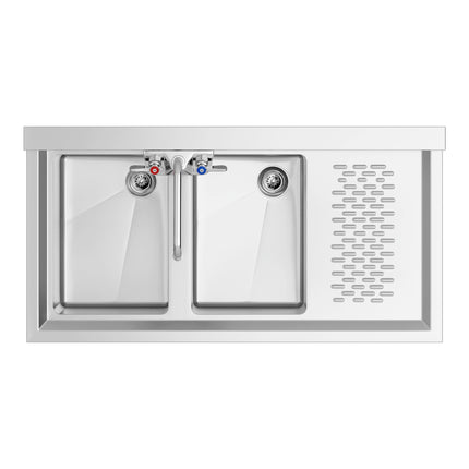Bồn rửa quầy bar hai chậu Regency có vòi và mặt để ráo phải 91 x 48 cm