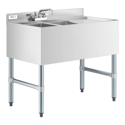 Bồn rửa hai ngăn dưới quầy bar Regency 91 x 53 cm, kèm vòi và bàn thoát nước bên phải
