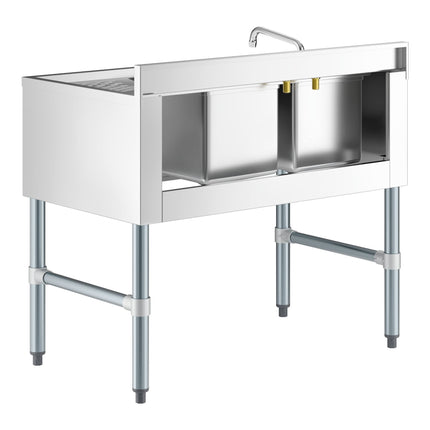 Bồn rửa hai ngăn dưới quầy bar Regency 91 x 53 cm, kèm vòi và bàn thoát nước bên phải