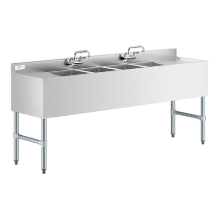 Bồn rửa dưới quầy bar Regency 183 x 48 cm bốn khoang kèm hai vòi và hai khay thoát nước
