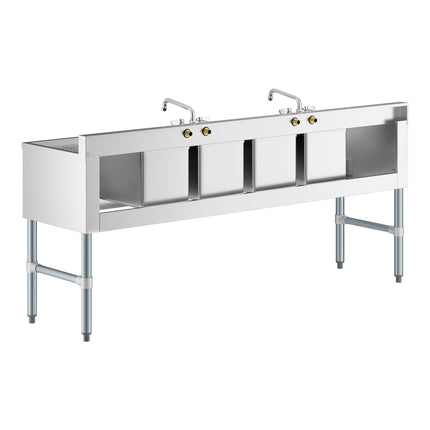 Bồn rửa dưới quầy bar Regency 183 x 48 cm bốn khoang kèm hai vòi và hai khay thoát nước