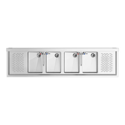 Bồn rửa dưới quầy bar Regency 183 x 48 cm bốn khoang kèm hai vòi và hai khay thoát nước