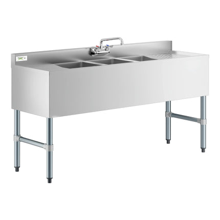 Bồn rửa gầm quầy ba ngăn có vòi và hai bàn ráo Regency 152 x 48 cm
