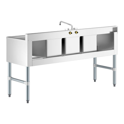 Bồn rửa gầm quầy ba ngăn có vòi và hai bàn ráo Regency 152 x 48 cm