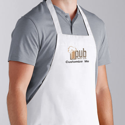 Tạp dề yếm 2 túi pha polyester-cotton tùy chỉnh được màu trắng Choice 86,4 x 76,2 cm