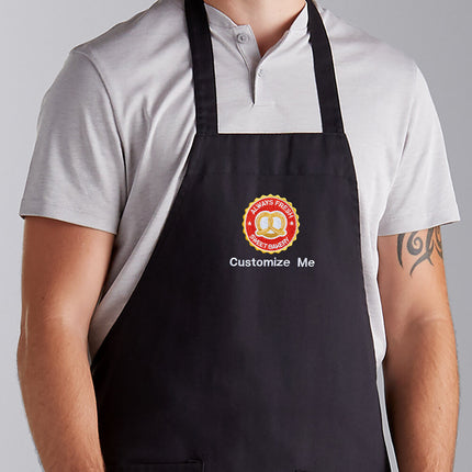 Tạp dề yếm 2 túi pha polyester-cotton điều chỉnh tùy chỉnh được màu đen Choice 81,3 x 76,2 cm