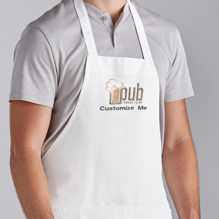 Tạp dề yếm 3 túi pha polyester-cotton tùy chỉnh được màu trắng Choice 63,5 x 71,1 cm