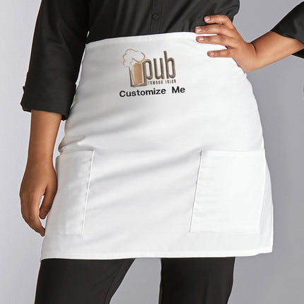 Tạp dề nửa bistro 2 túi pha polyester-cotton tùy chỉnh được màu trắng Choice 45,7 x 76,2 cm