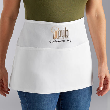 Tạp dề nửa eo 3 túi pha polyester-cotton tùy chỉnh được màu trắng Choice 30,5 x 66,0 cm