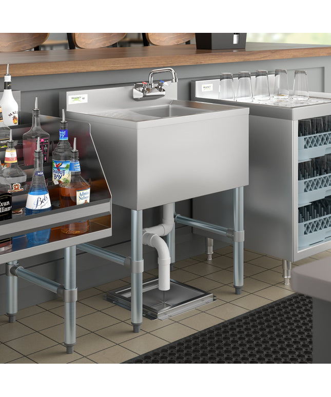 Bồn rửa một ngăn dưới quầy bar Regency 61 x 48 cm, kèm vòi và bàn thoát nước bên trái