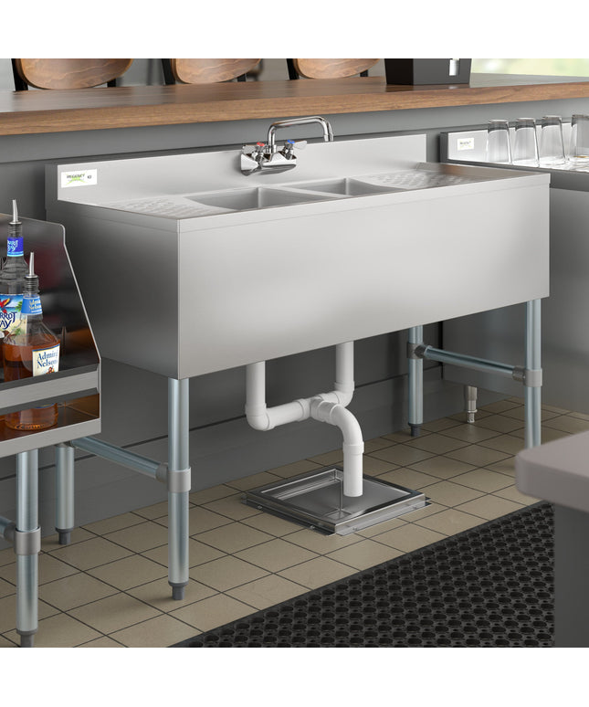 Bồn rửa dưới quầy bar Regency 122 x 47,6 cm hai ngăn kèm vòi và hai mặt ráo