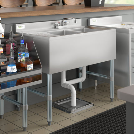 Bồn rửa quầy bar inox Regency 91 x 53 cm hai khoang kèm bàn ráo trái 30 cm
