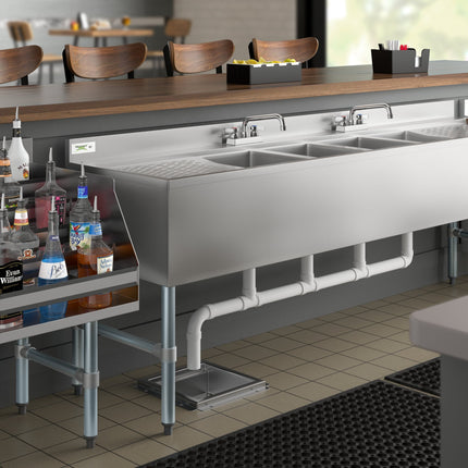Bồn rửa quầy bar 4 ngăn Regency 213 x 53 cm có 2 bàn thoát nước 48 cm