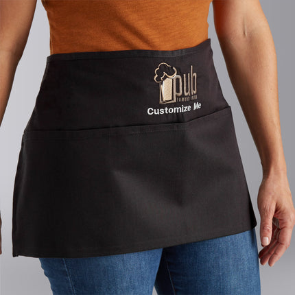 Tạp dề nửa eo 3 túi pha polyester-cotton tùy chỉnh được màu đen Choice 30,5 x 66,0 cm