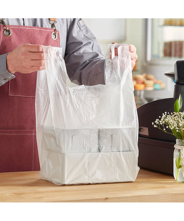 Túi nhựa quai áo trơn Choice tùy chỉnh 1/6 cỡ tiêu chuẩn trong suốt hạng tiêu chuẩn - Thùng 1.000 cái
