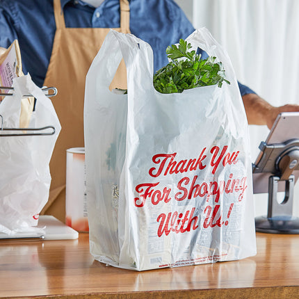 Túi nhựa quai áo in chữ "Thank You" Choice cỡ lớn 1/5 màu trắng hạng trung - Thùng 500 cái