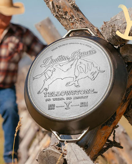 Chảo Gang Lodge Yellowstone L17SKYW Tròn 43.2 cm Họa Tiết Bò Đực